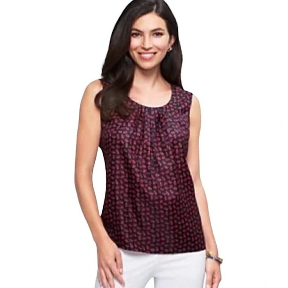 Talbots Petites Ladybug Silk Sleeveless Top